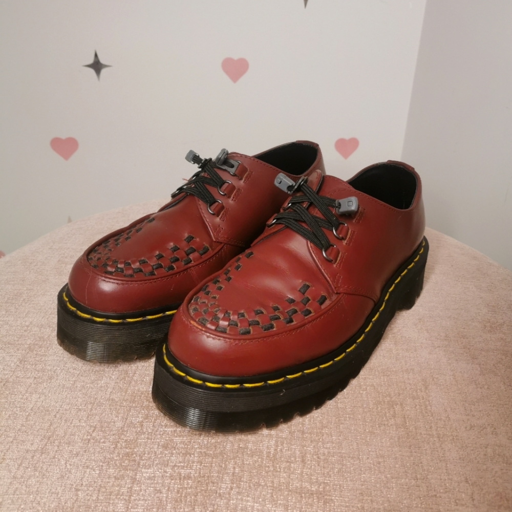 Men's 9 Women's 11 Deadstock Dr. Martens "Ashley" Creepers In Cherry Red